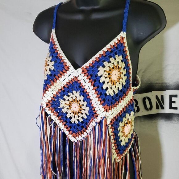 Rebellion Again Tops - Rebellion Again Crocheted and Fringe Tank Top Sz Small